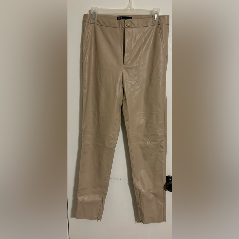 Zara Faux Leather Ankle Zip Pants